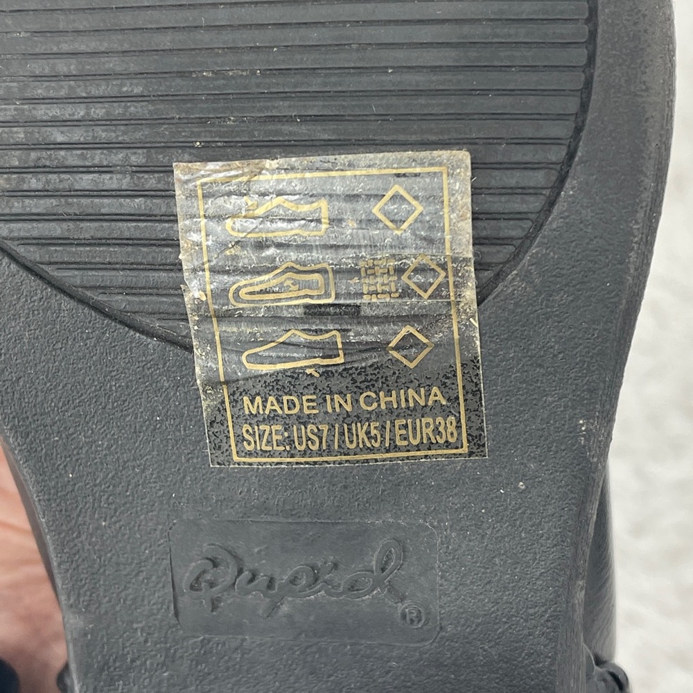 QUPID BLACK FAUX LEATHER ANKLE BOOTS/BOOTIES - Picture 8 of 9